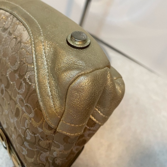 Coach Signature Lurex Gold Silver Top handle bag - Picture 8 of 10